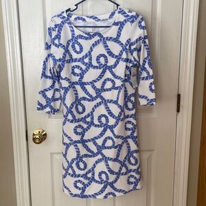 New Mahi Gold Resort Wear 3/4 Sleeve Midi Dress Medium